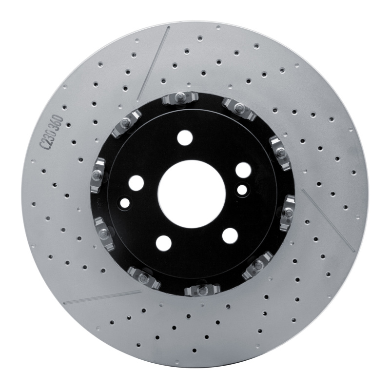 Mercedes-Benz CLS63 AMG Brake Rotor (1) - Front - R1 Concepts - Drilled & Slotted Carbon Alloy GeoMET Rotor - `07-`25 Mercedes-Benz CLS63 AMG Brake Rotor (1) - Front - R1 Concepts - Drilled & Slotted Carbon Alloy GeoMET Rotor - `07-`25
